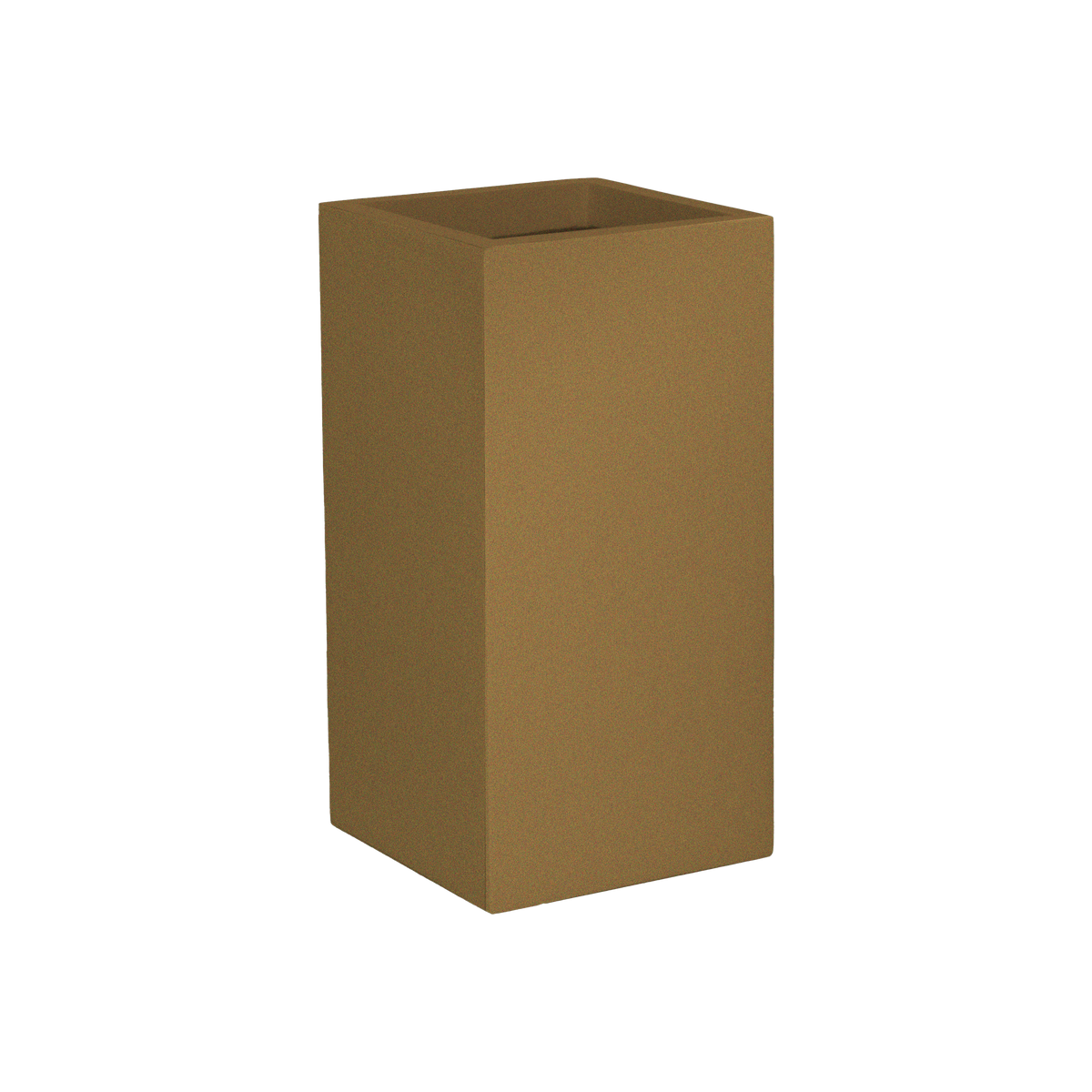 Potsdam corner fiberglass planter in Metallic Bronze, 16 × 16 × 32 in, studio render