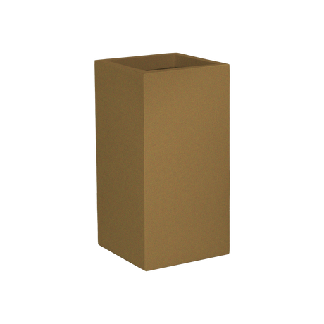Potsdam corner fiberglass planter in Metallic Bronze, 16 × 16 × 32 in, studio render