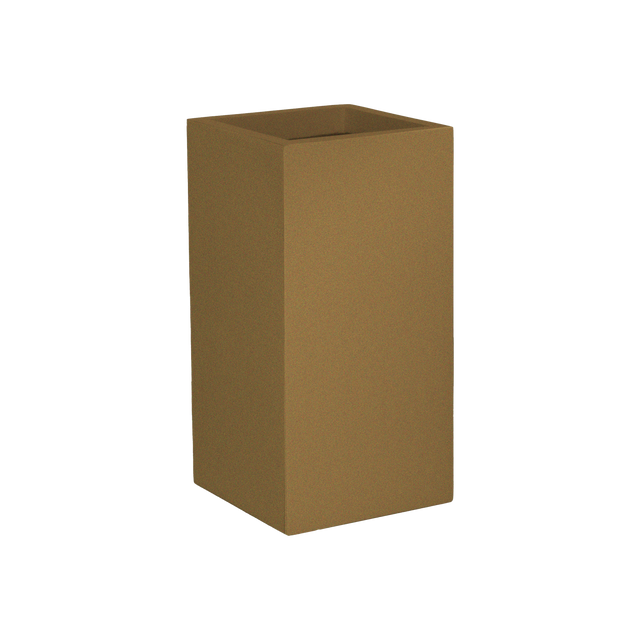 Potsdam corner fiberglass planter in Metallic Bronze, 16 × 16 × 32 in, studio render