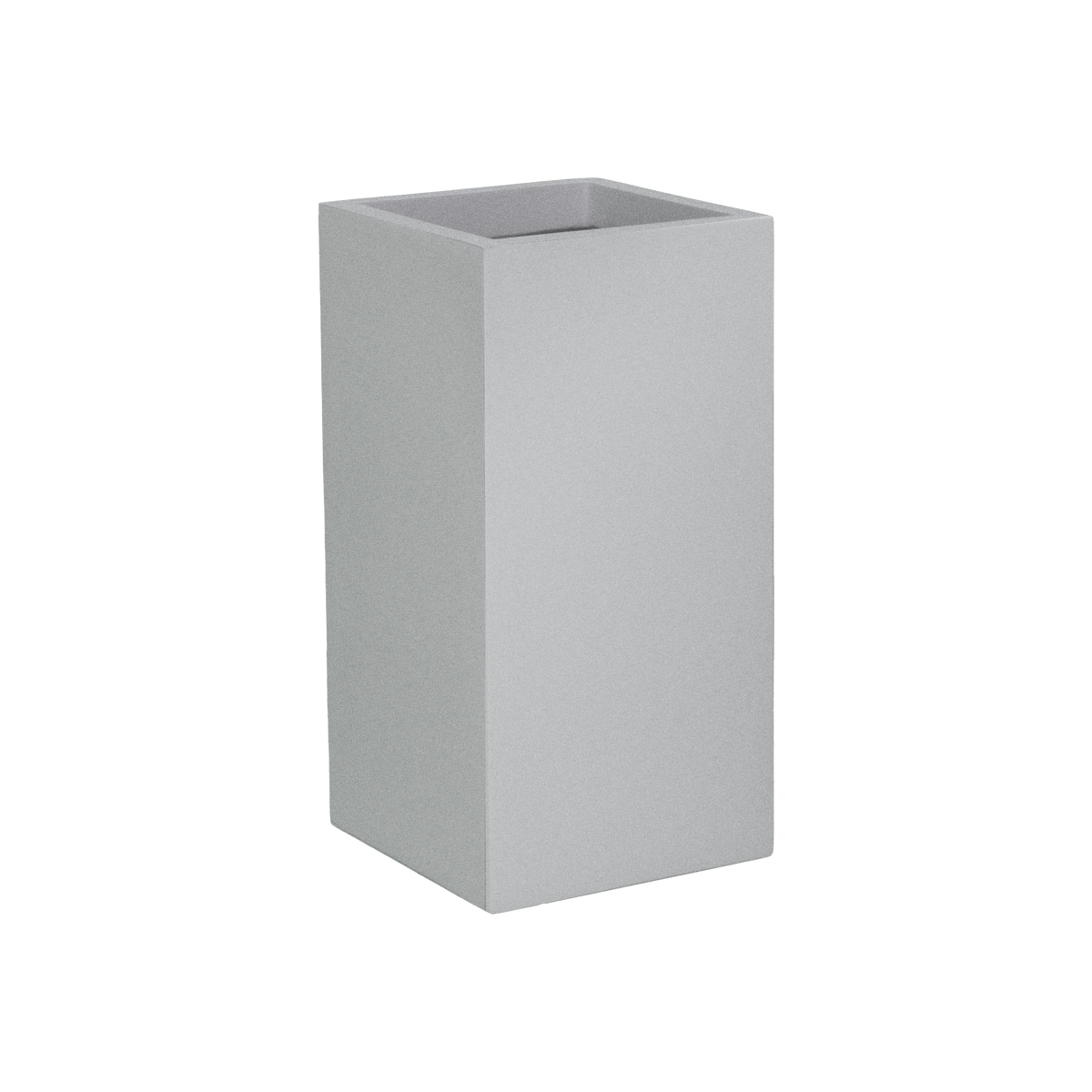 Potsdam corner fiberglass planter in Metallic Silver, 16 × 16 × 32 in, studio render