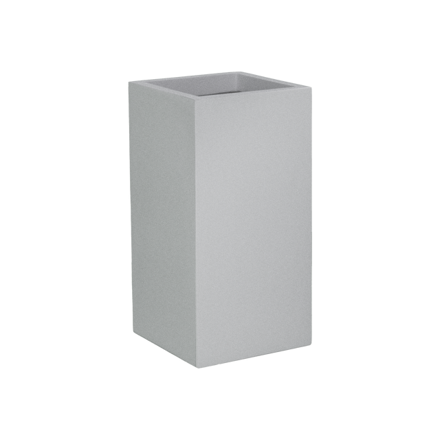 Potsdam corner fiberglass planter in Metallic Silver, 16 × 16 × 32 in, studio render