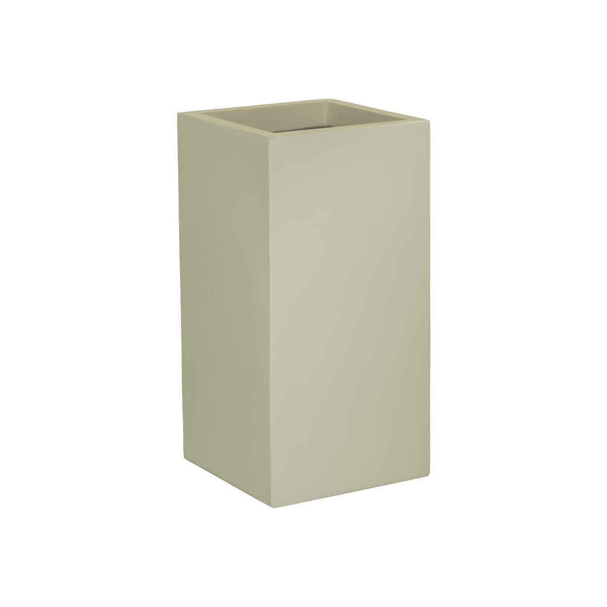 Potsdam corner fiberglass planter in Satin Beige, 16 × 16 × 32 in, studio render