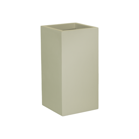 Potsdam corner fiberglass planter in Satin Beige, 16 × 16 × 32 in, studio render
