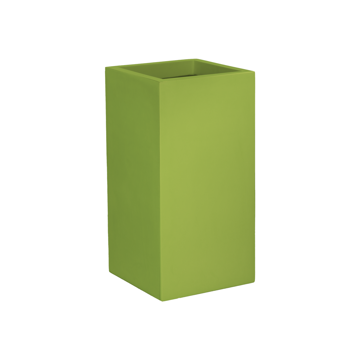 Potsdam corner fiberglass planter in Satin Green, 16 × 16 × 32 in, studio render