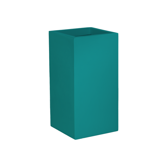 Potsdam corner fiberglass planter in Satin Seafoam Green, 16 × 16 × 32 in, studio render