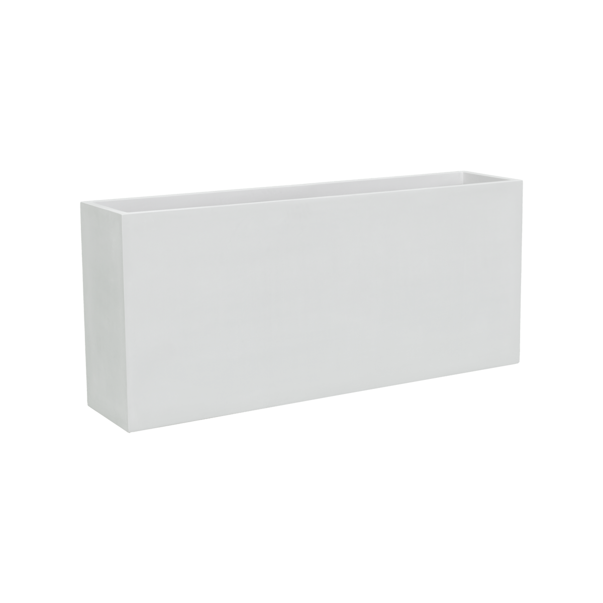 Potsdam rectangular fiberglass planter in Gloss Bright White, studio render