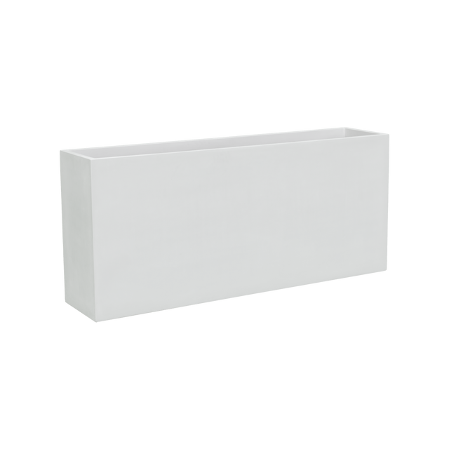 Potsdam rectangular fiberglass planter in Gloss Bright White, studio render