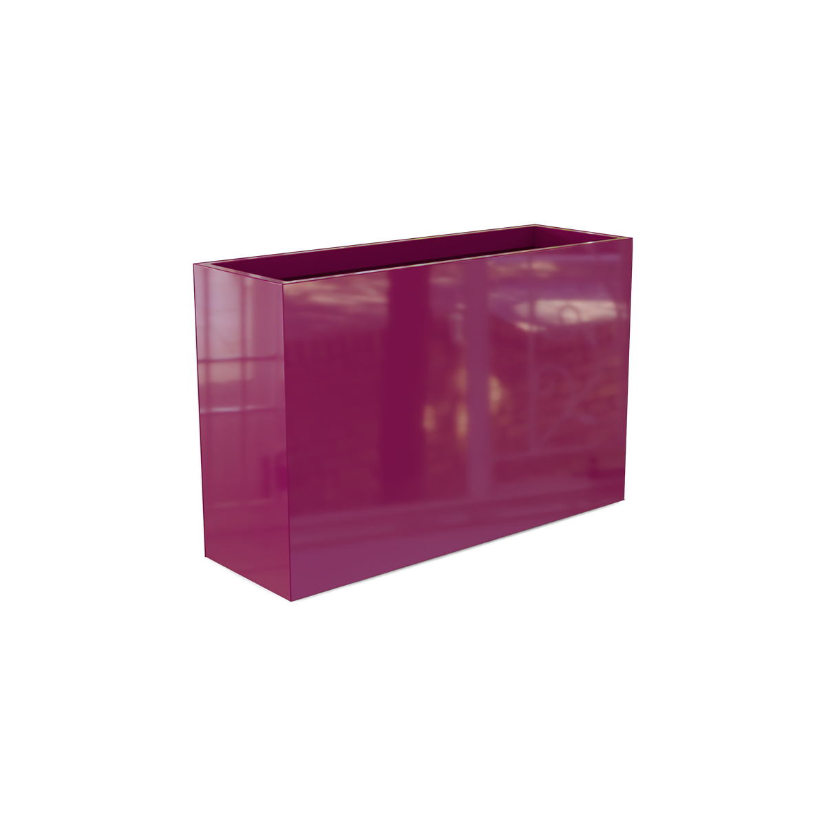 Potsdam rectangular fiberglass planter in Gloss Eggplant