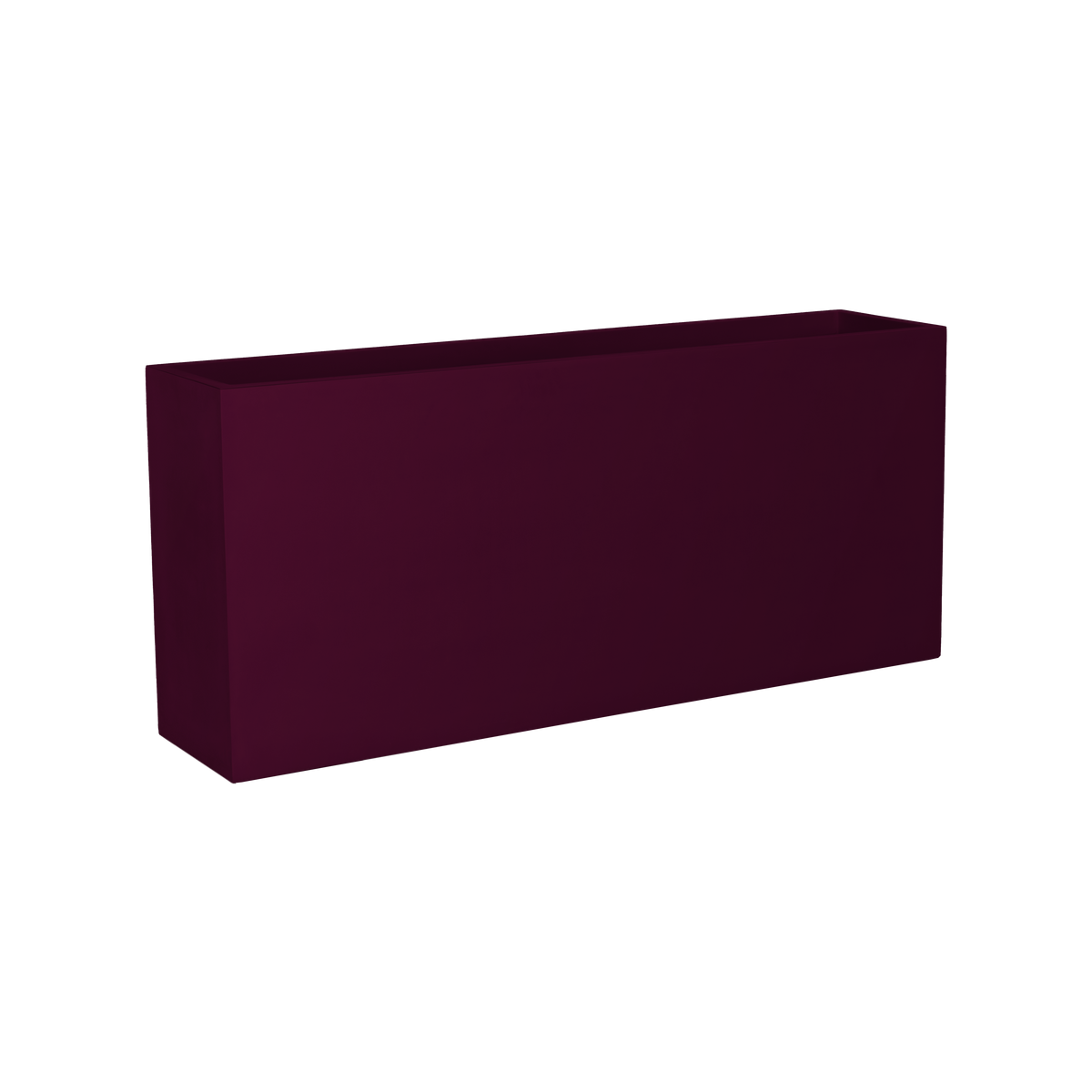 Potsdam rectangular fiberglass planter in Gloss Eggplant, studio render