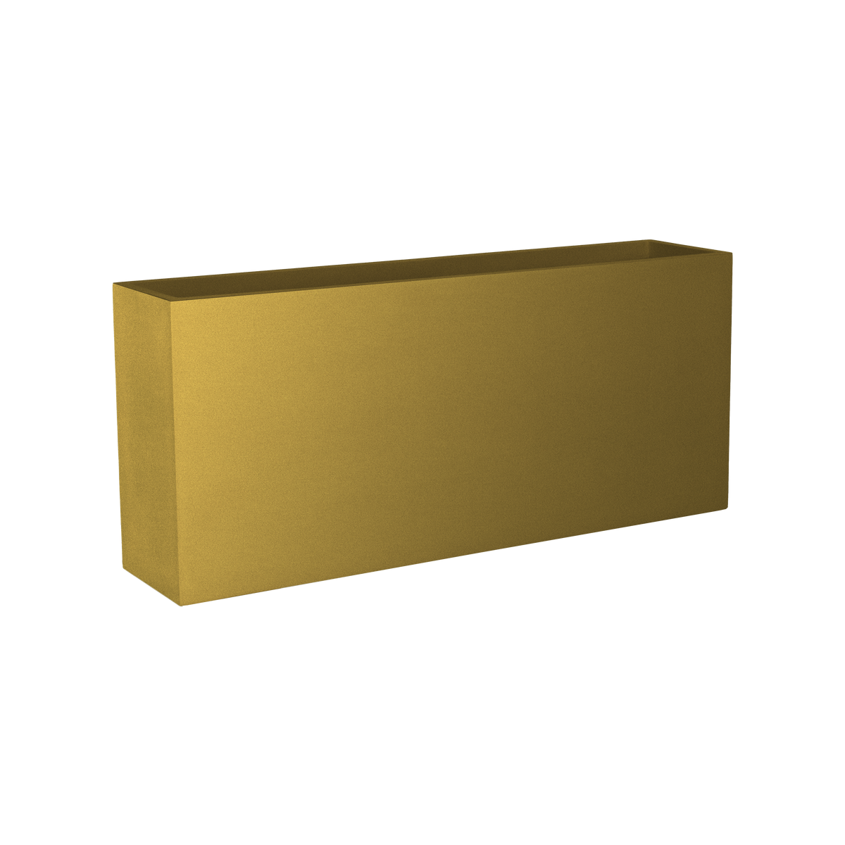 Potsdam rectangular fiberglass planter in Gloss Metallic Gold, studio render