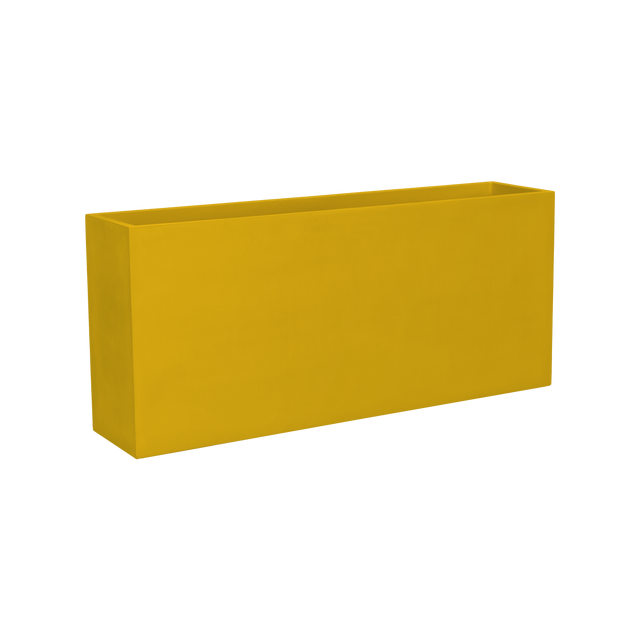 Potsdam rectangular fiberglass planter in Gloss Saffron, studio render