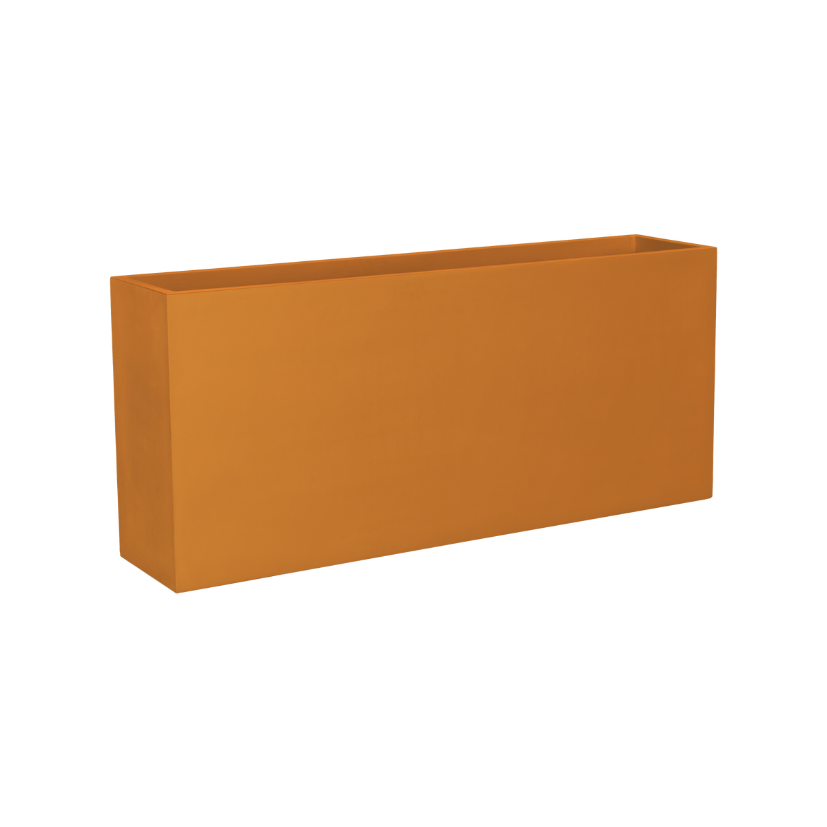 Potsdam rectangular fiberglass planter in Gloss Tangerine, studio render