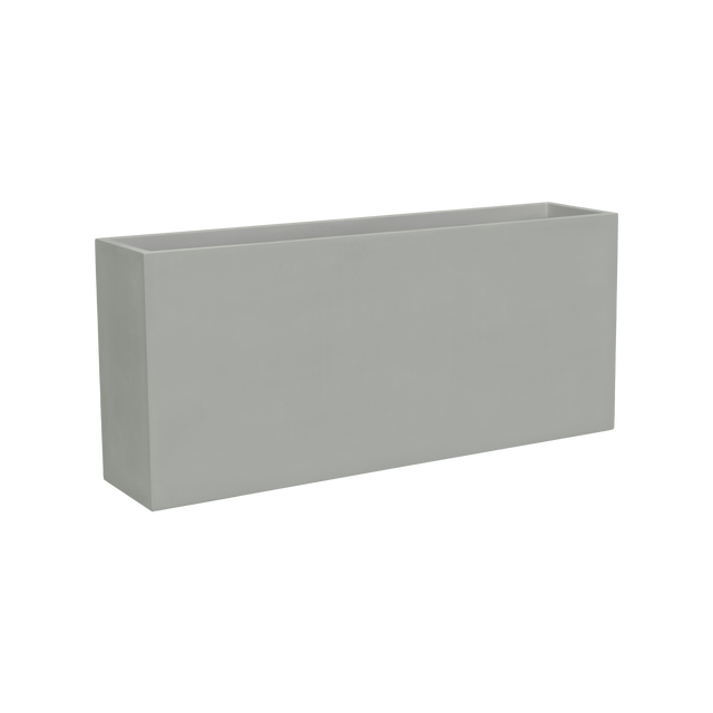 Potsdam rectangular fiberglass planter in Matte Cement Grey, studio render