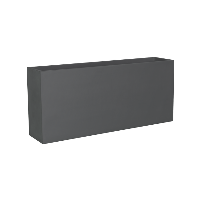 Potsdam rectangular fiberglass planter in Matte Charcoal, studio render