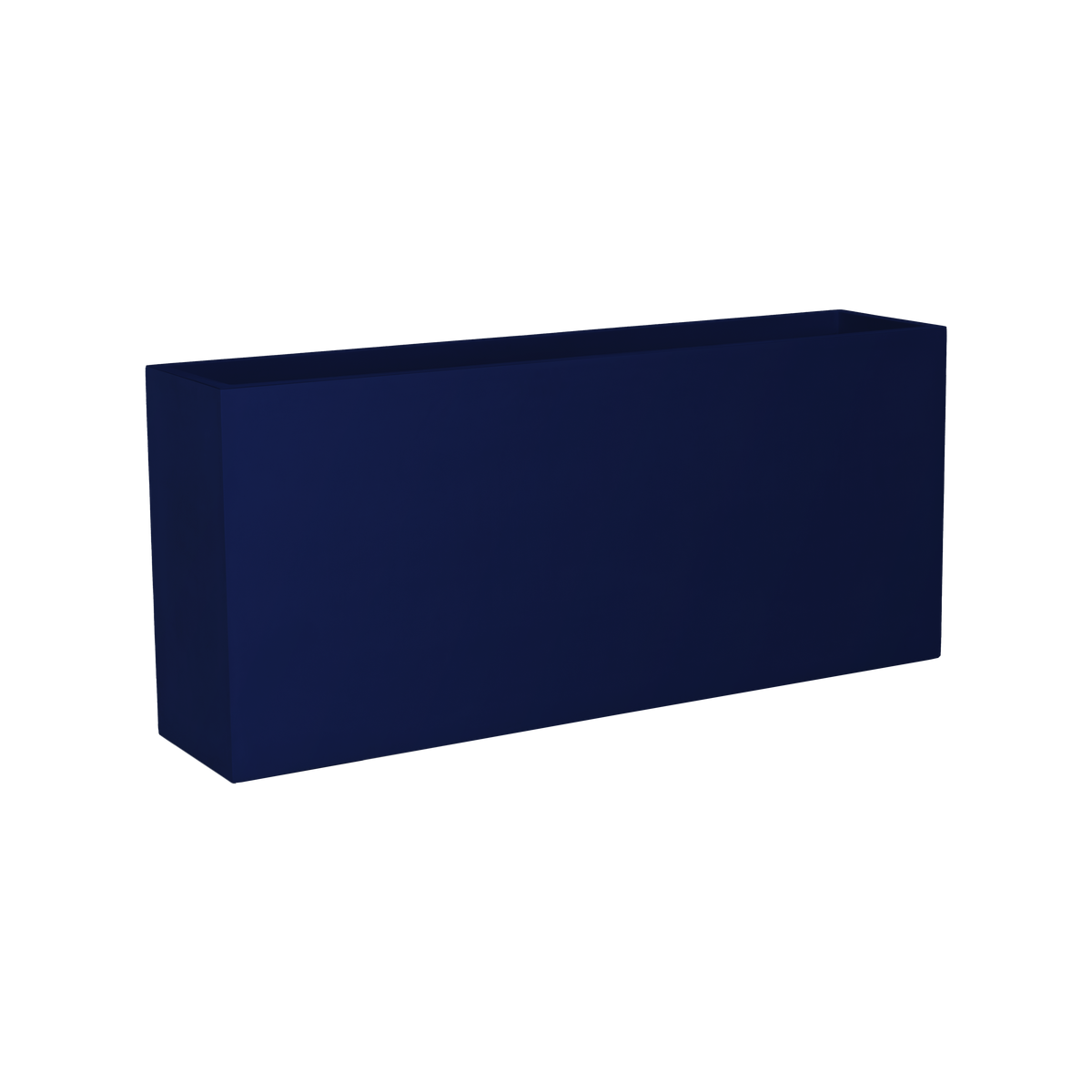 Potsdam rectangular fiberglass planter in Matte Cobalt Blue, studio render