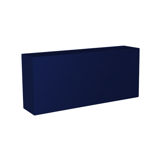 Potsdam rectangular fiberglass planter in Matte Cobalt Blue, studio render
