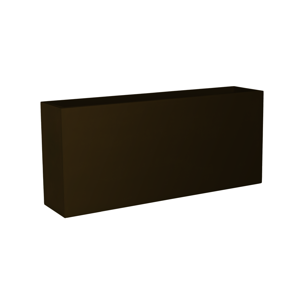 Potsdam rectangular fiberglass planter in Matte Dark Brown, studio render