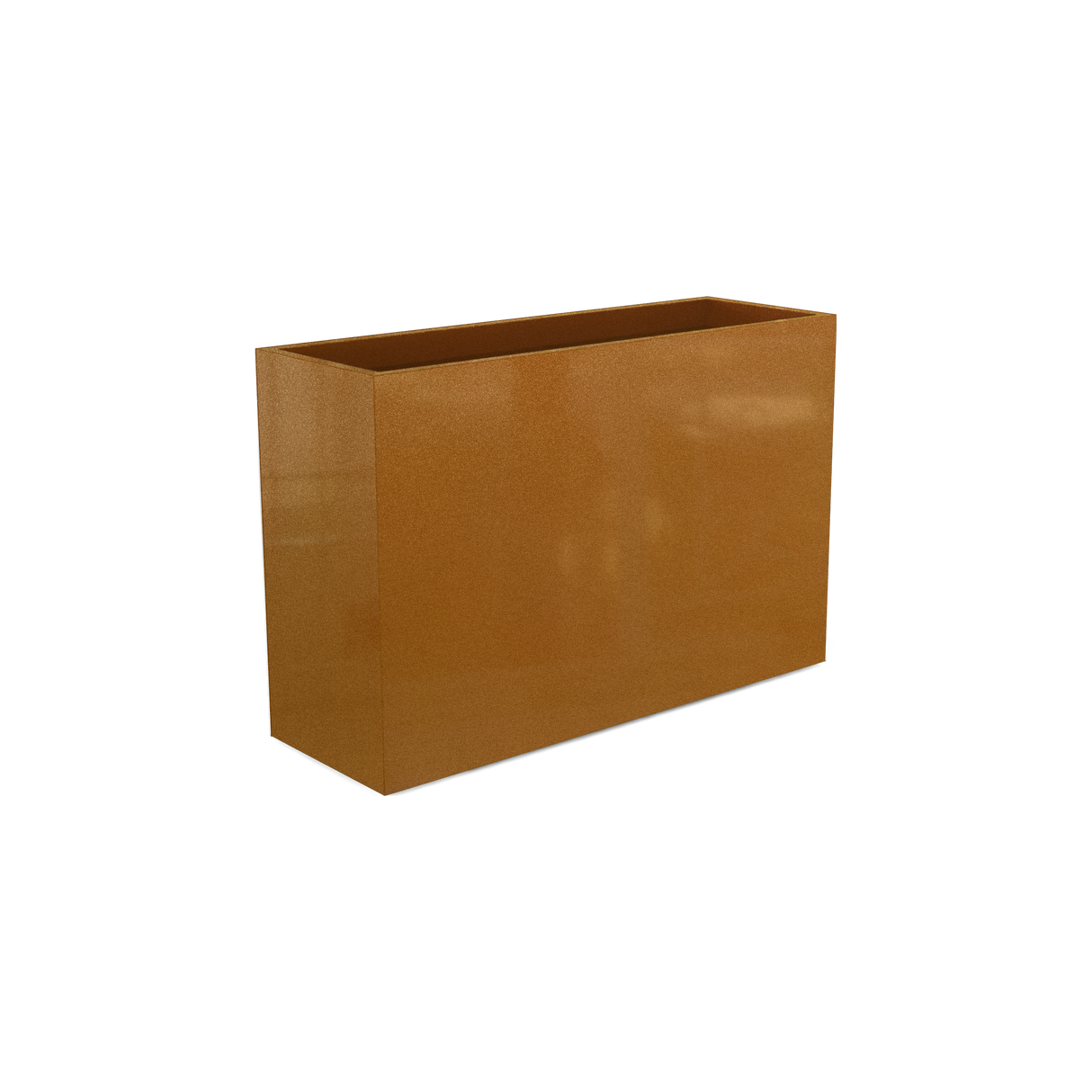 Potsdam rectangular fiberglass planter in Metallic Bronze