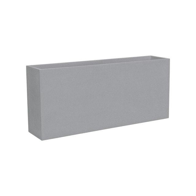 Potsdam rectangular fiberglass planter in Metallic Silver, studio render