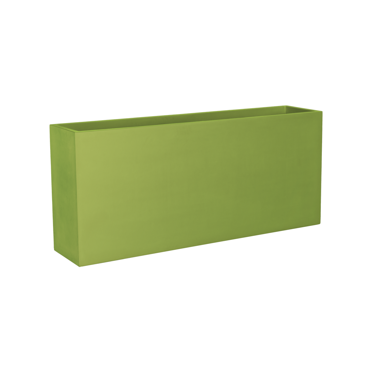 Potsdam rectangular fiberglass planter in Satin Green, studio render