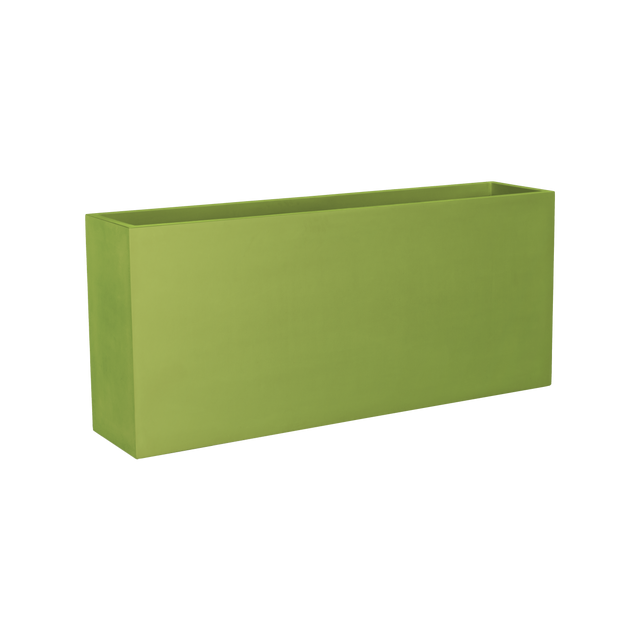 Potsdam rectangular fiberglass planter in Satin Green, studio render