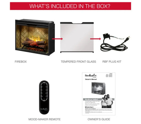 Dimplex 500002410 Revillusion 42-inch Built-in Firebox with Glass Pane and Plug Kit (RBF42G) - Serene Yards