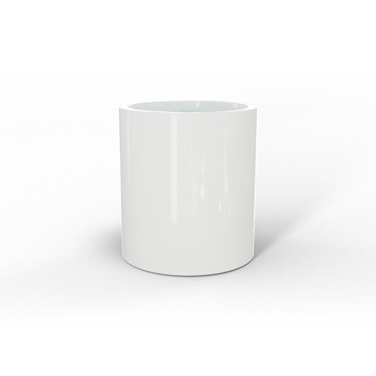 Rio Grande cylinder fiberglass planter in Gloss Bright White