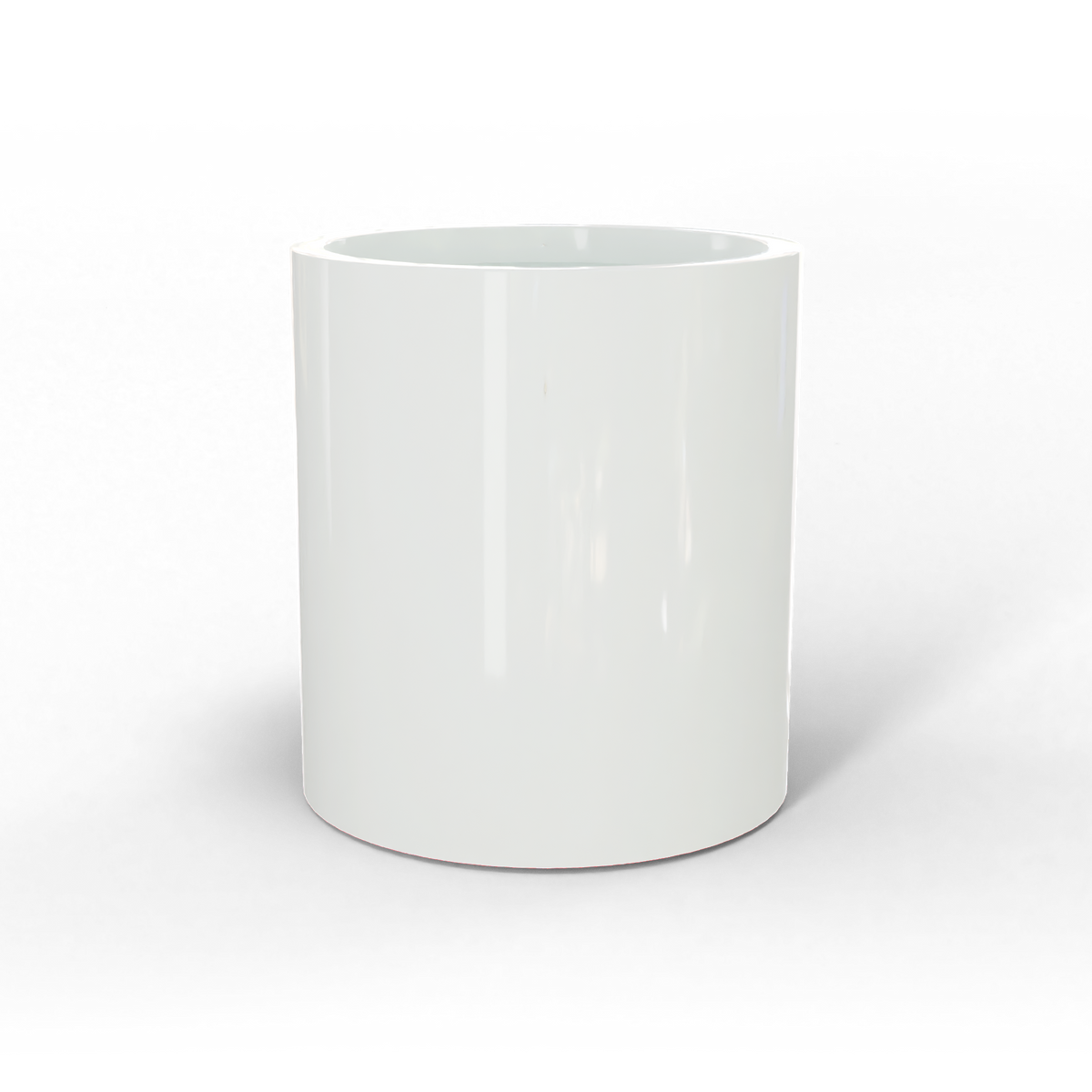 Rio grande cylinder fiberglass planter in Gloss Bright White, studio render
