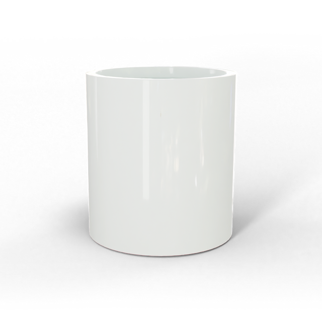 Rio grande cylinder fiberglass planter in Gloss Bright White, studio render