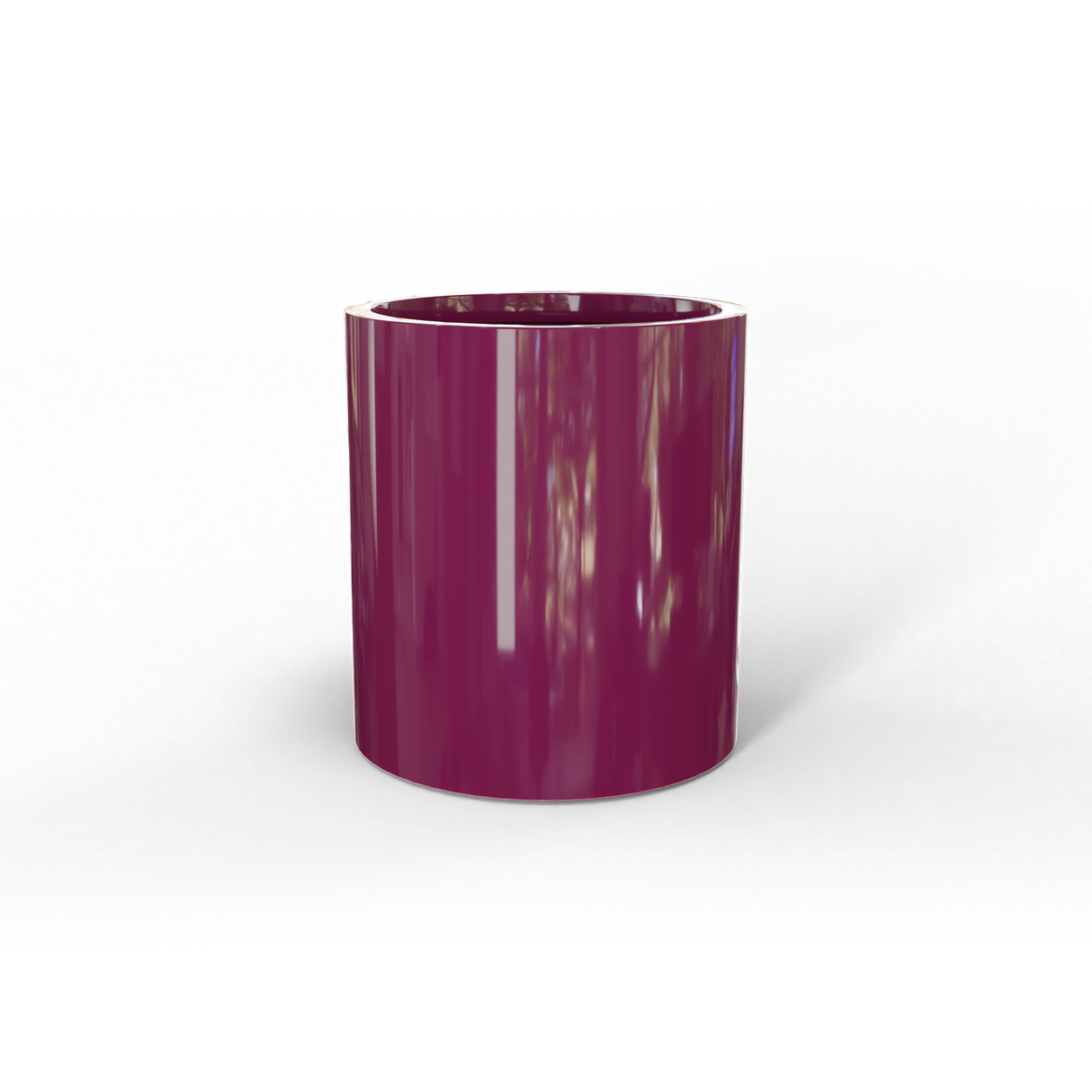 Rio Grande cylinder fiberglass planter in Gloss Eggplant