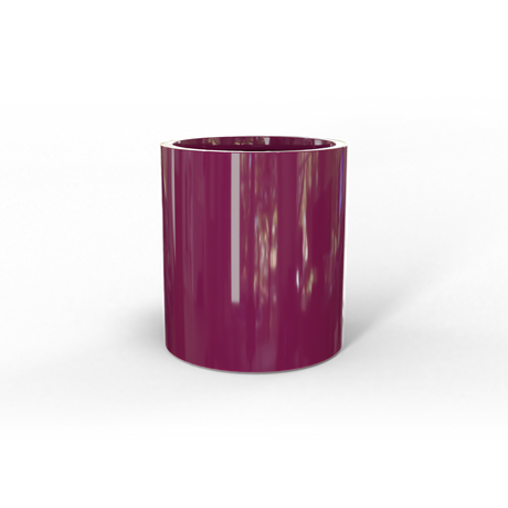 Rio Grande cylinder fiberglass planter in Gloss Eggplant