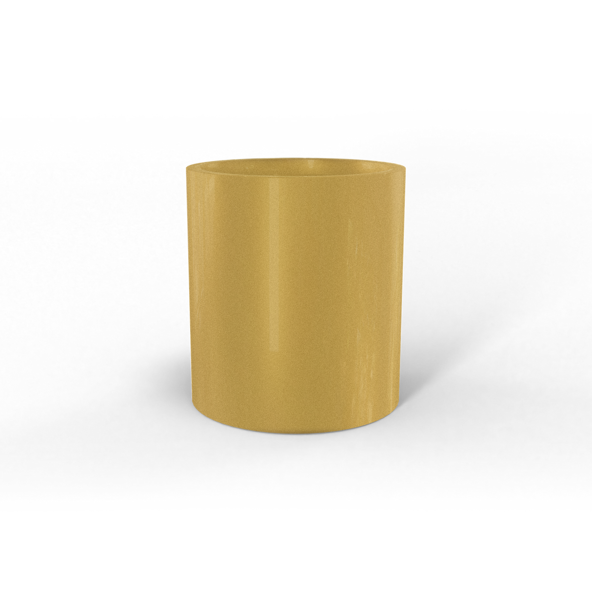 Rio Grande cylinder fiberglass planter in Gloss Metallic Gold