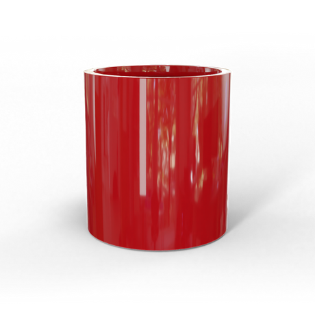 Rio grande cylinder fiberglass planter in Gloss Red, studio render
