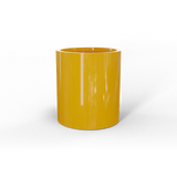 Rio Grande cylinder fiberglass planter in Gloss Saffron