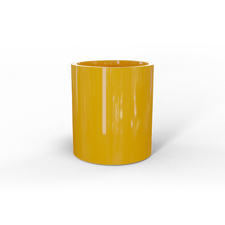 Rio Grande cylinder fiberglass planter in Gloss Saffron