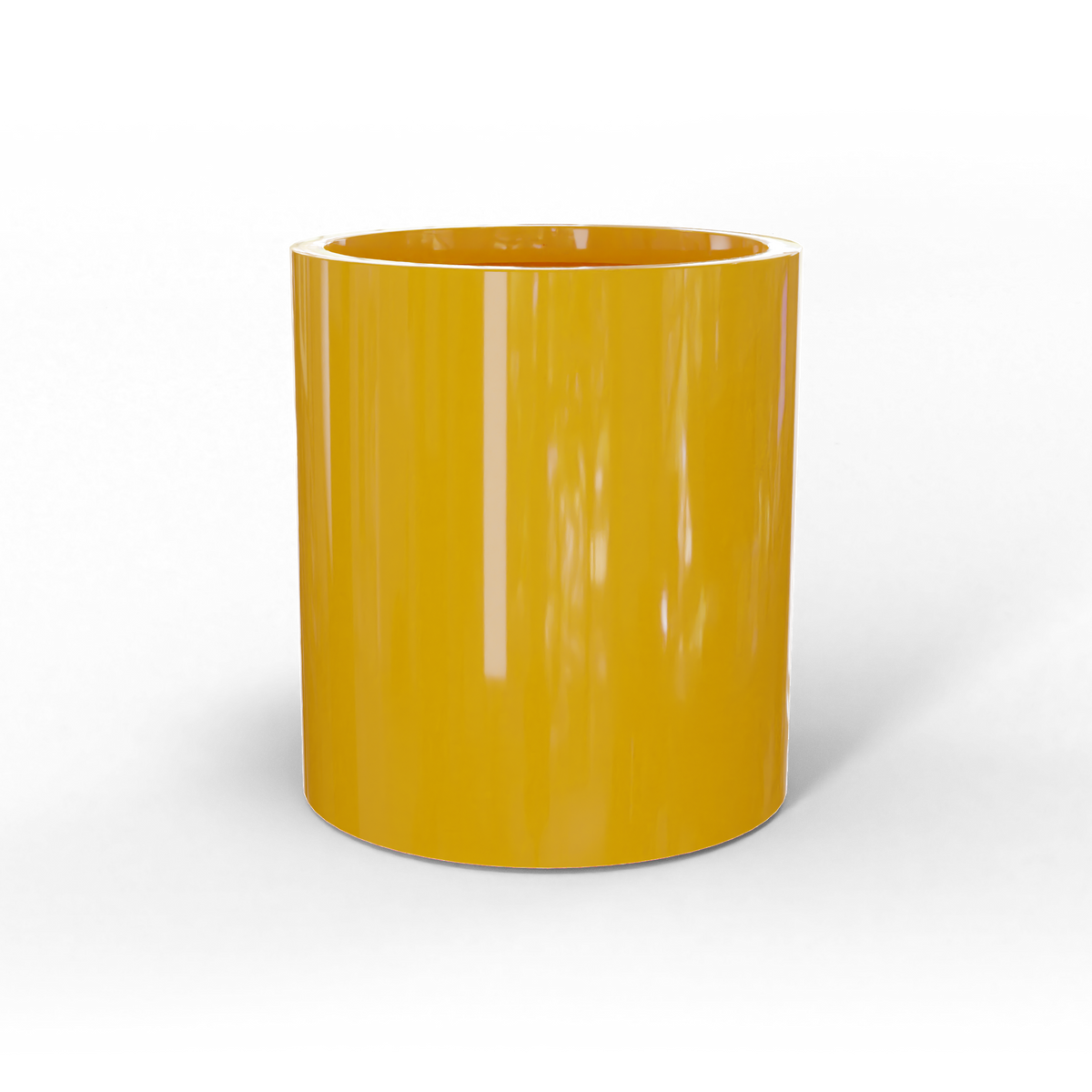 Rio grande cylinder fiberglass planter in Gloss Saffron, studio render