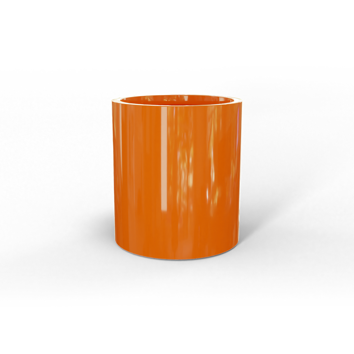 Rio Grande cylinder fiberglass planter in Gloss Tangerine