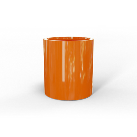 Rio Grande cylinder fiberglass planter in Gloss Tangerine