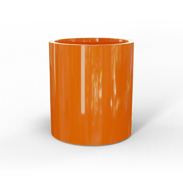Rio grande cylinder fiberglass planter in Gloss Tangerine, studio render