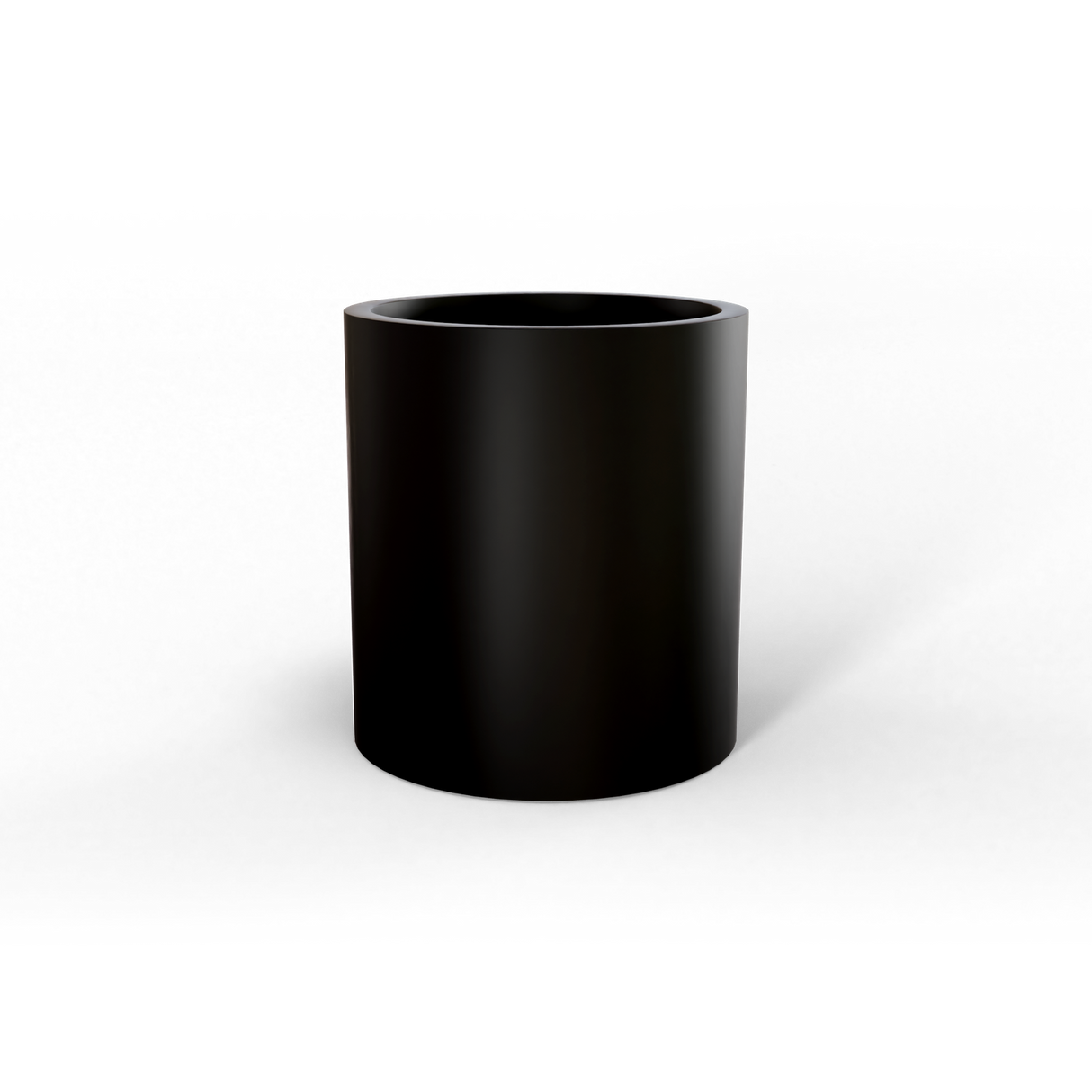 Rio Grande cylinder fiberglass planter in Matte Black