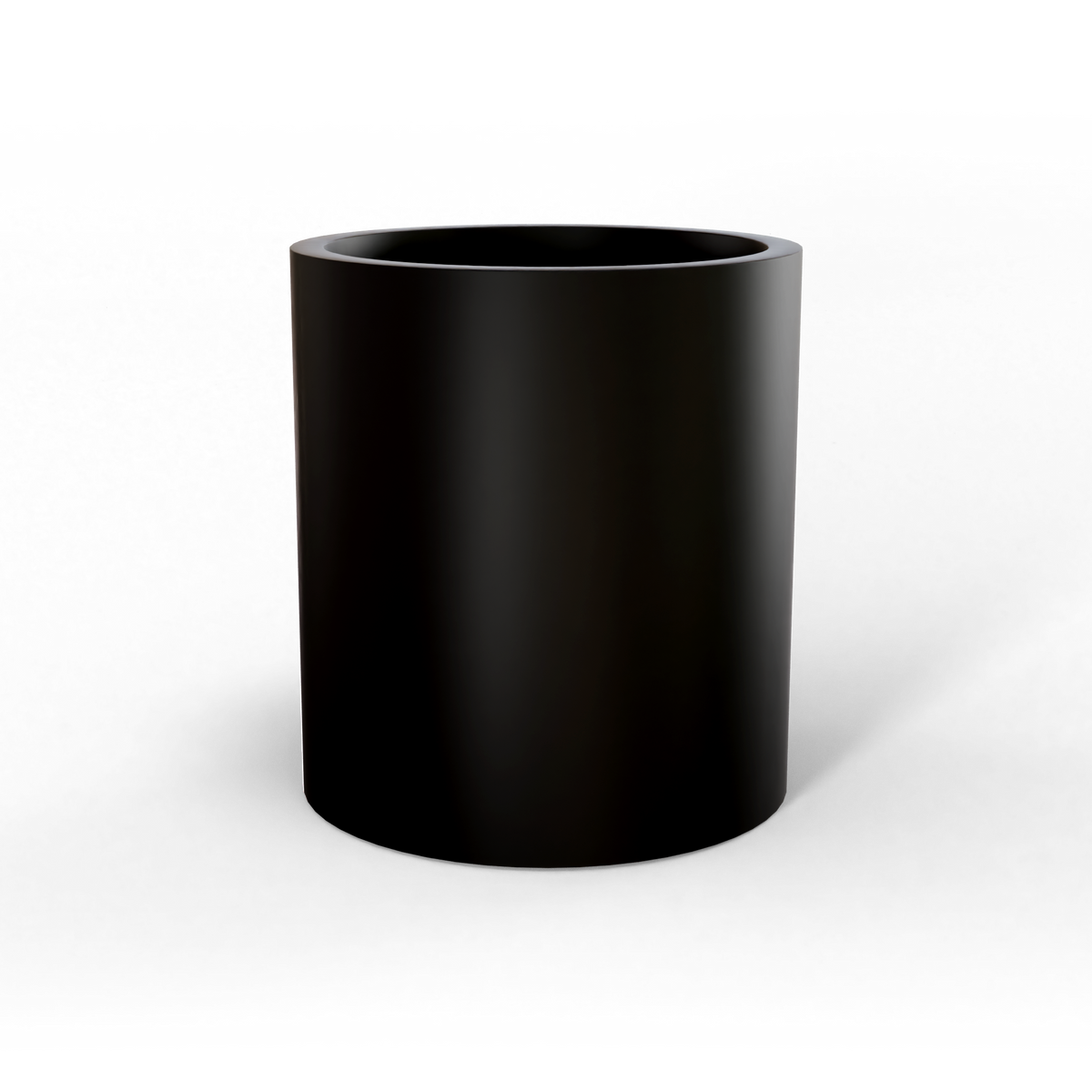 Rio grande cylinder fiberglass planter in Matte Black, studio render