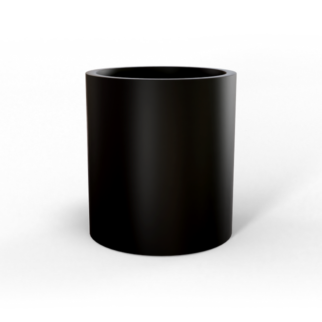 Rio grande cylinder fiberglass planter in Matte Black, studio render