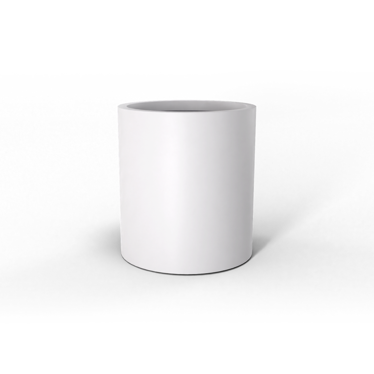 Rio Grande cylinder fiberglass planter in Matte Bright White