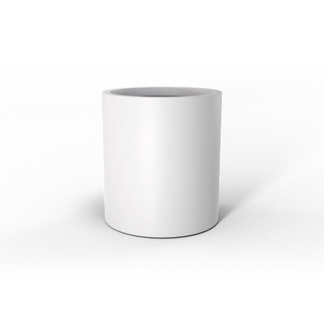 Rio Grande cylinder fiberglass planter in Matte Bright White