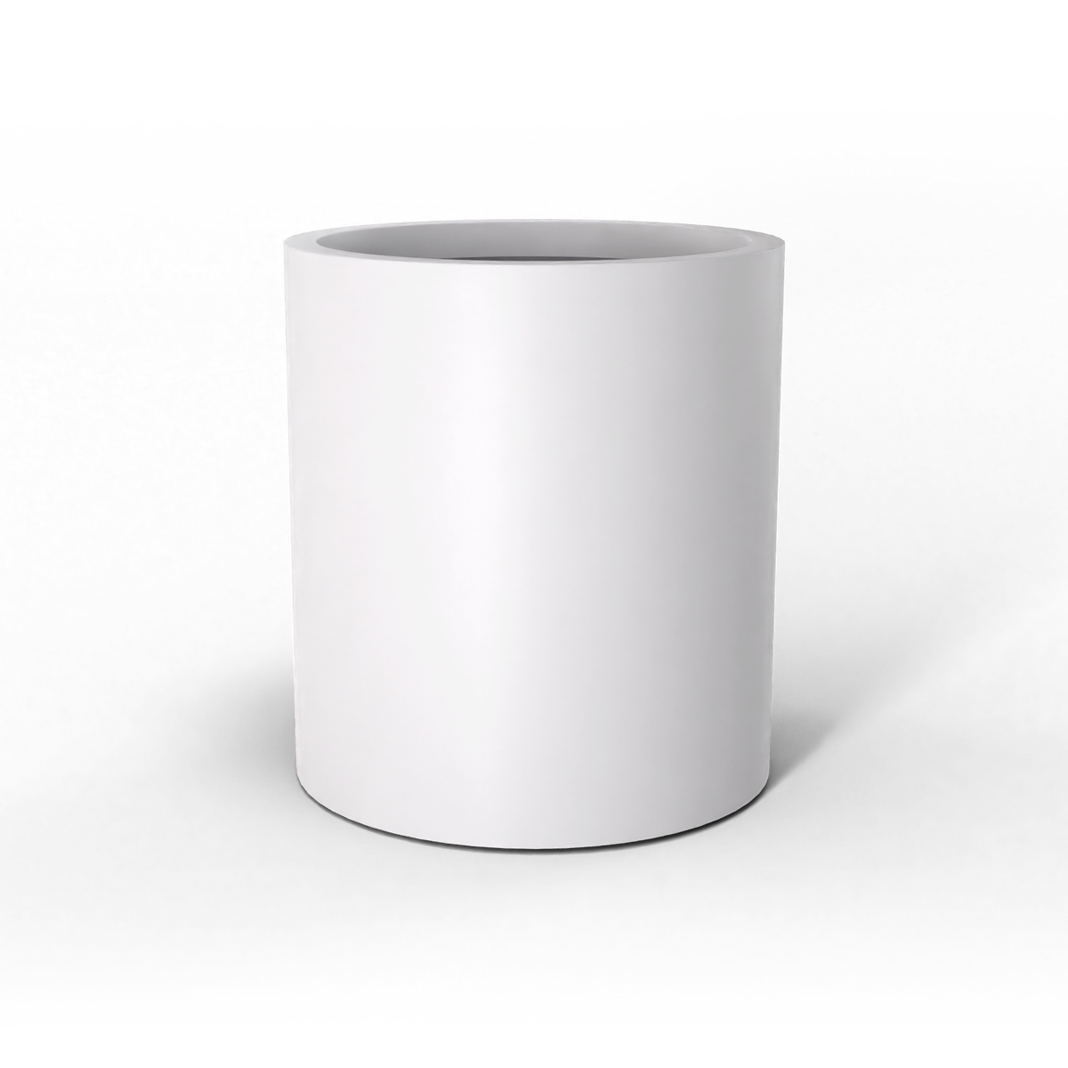 Rio grande cylinder fiberglass planter in Matte Bright White, studio render