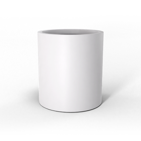 Rio grande cylinder fiberglass planter in Matte Bright White, studio render
