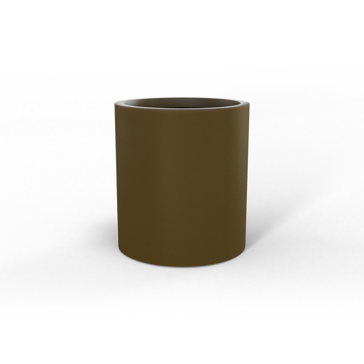 Rio Grande cylinder fiberglass planter in Matte Bronze