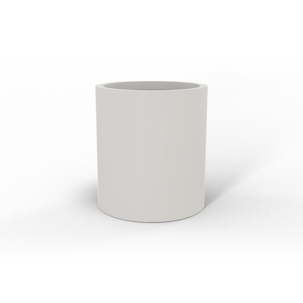 Rio Grande cylinder fiberglass planter in Matte Cement Grey