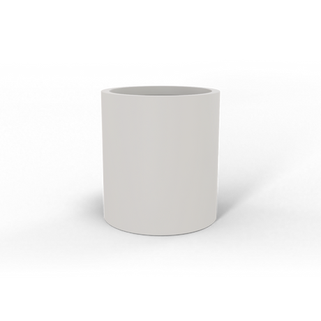 Rio Grande cylinder fiberglass planter in Matte Cement Grey
