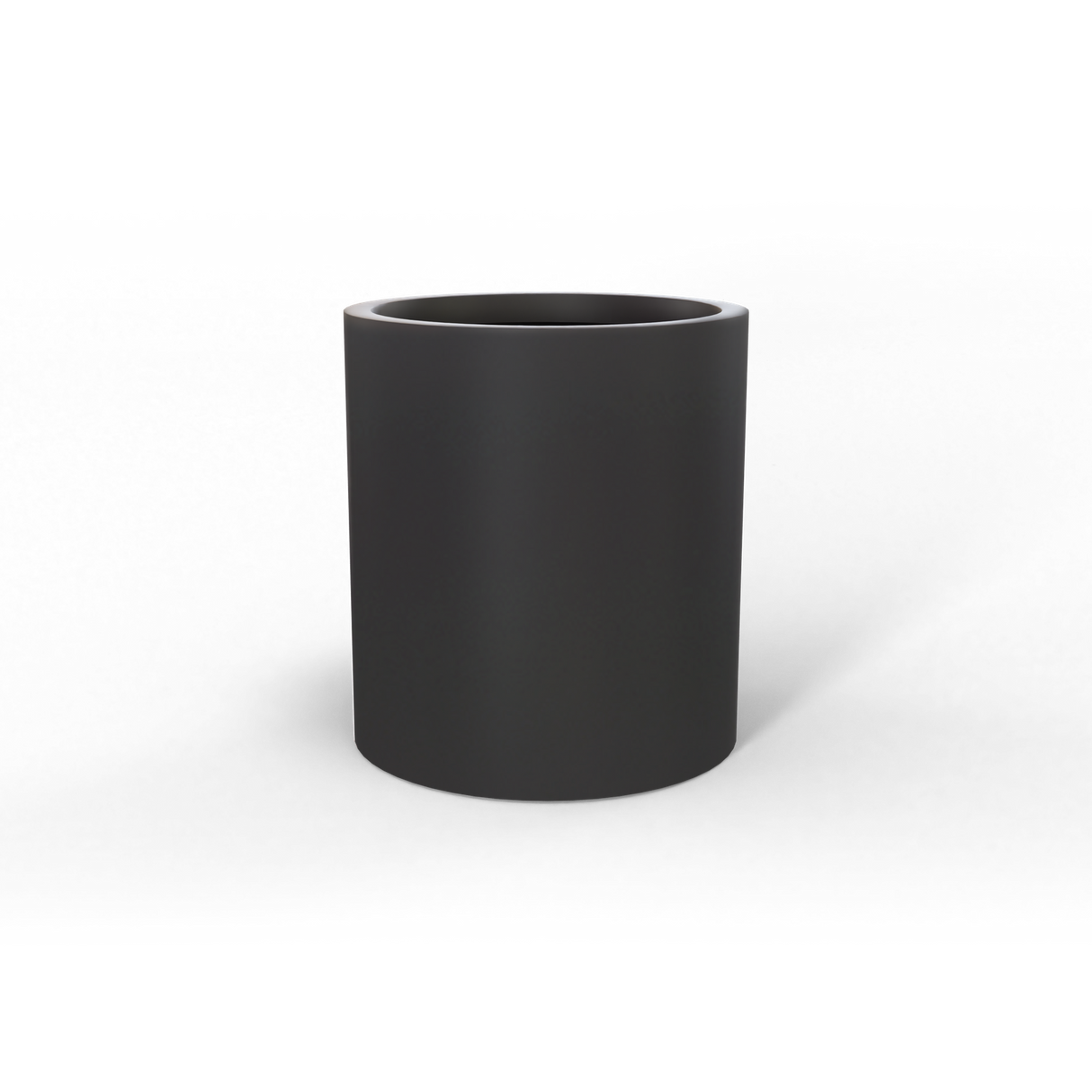 Rio Grande cylinder fiberglass planter in Matte Charcoal